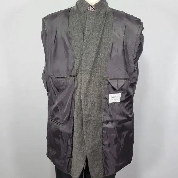 Joseph Feiss Men's Sport Coat Blazer Two Button Gray Herringbone Lambs Wool 46R - Picture 13 of 15